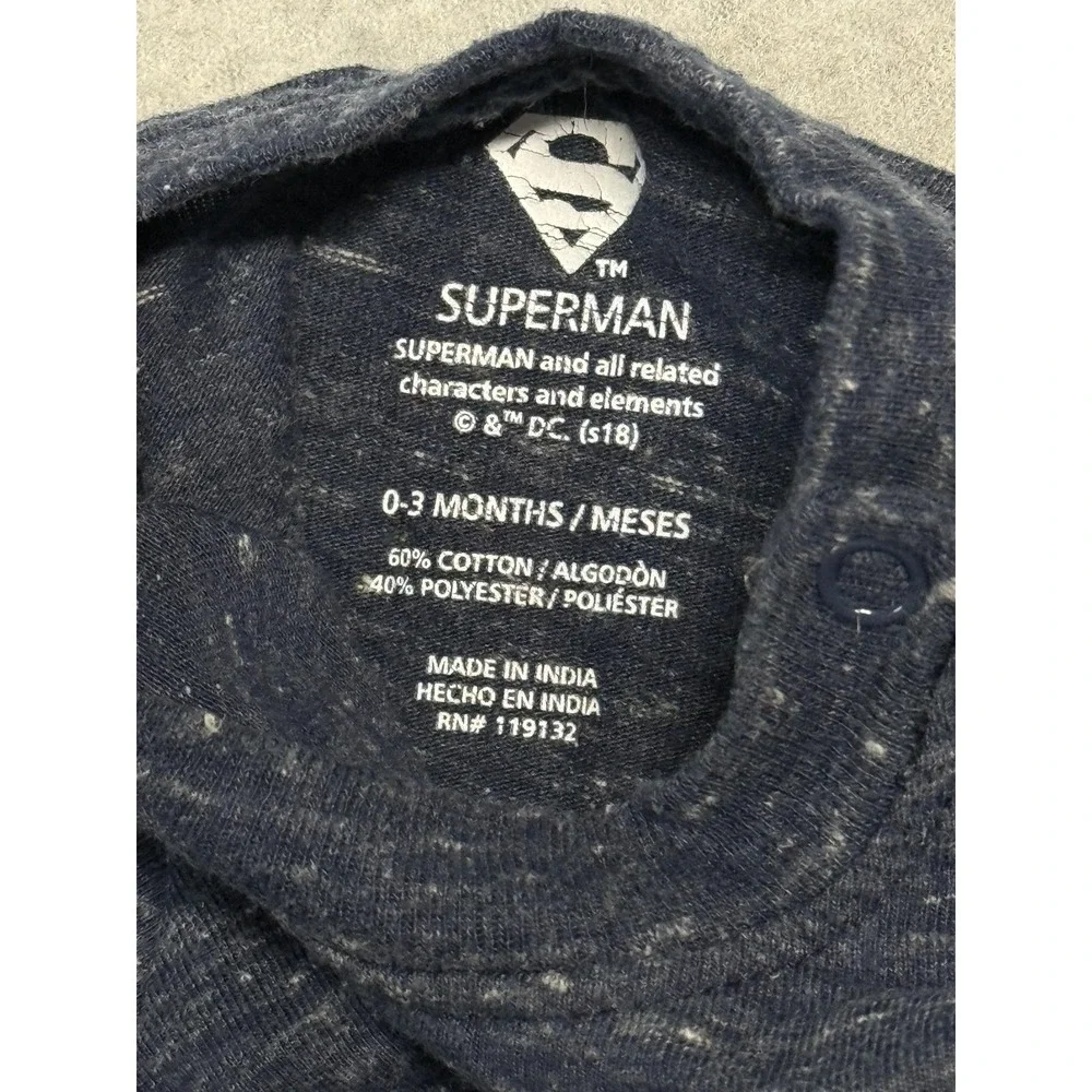 Superman Shirt Infant 0-3‎ Months Blue Heather Logo Short Sleeve DC Comics